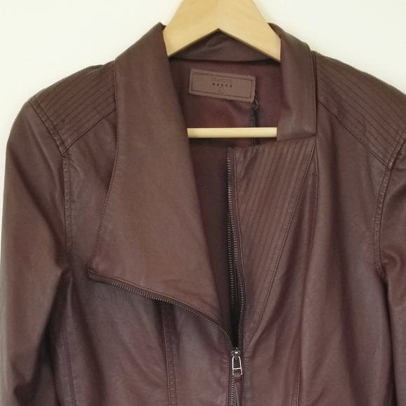 Blank NYC Burgundy Vegan Leather Moto Faux Learher Zip-up Jacket NWT - Picture 15 of 16